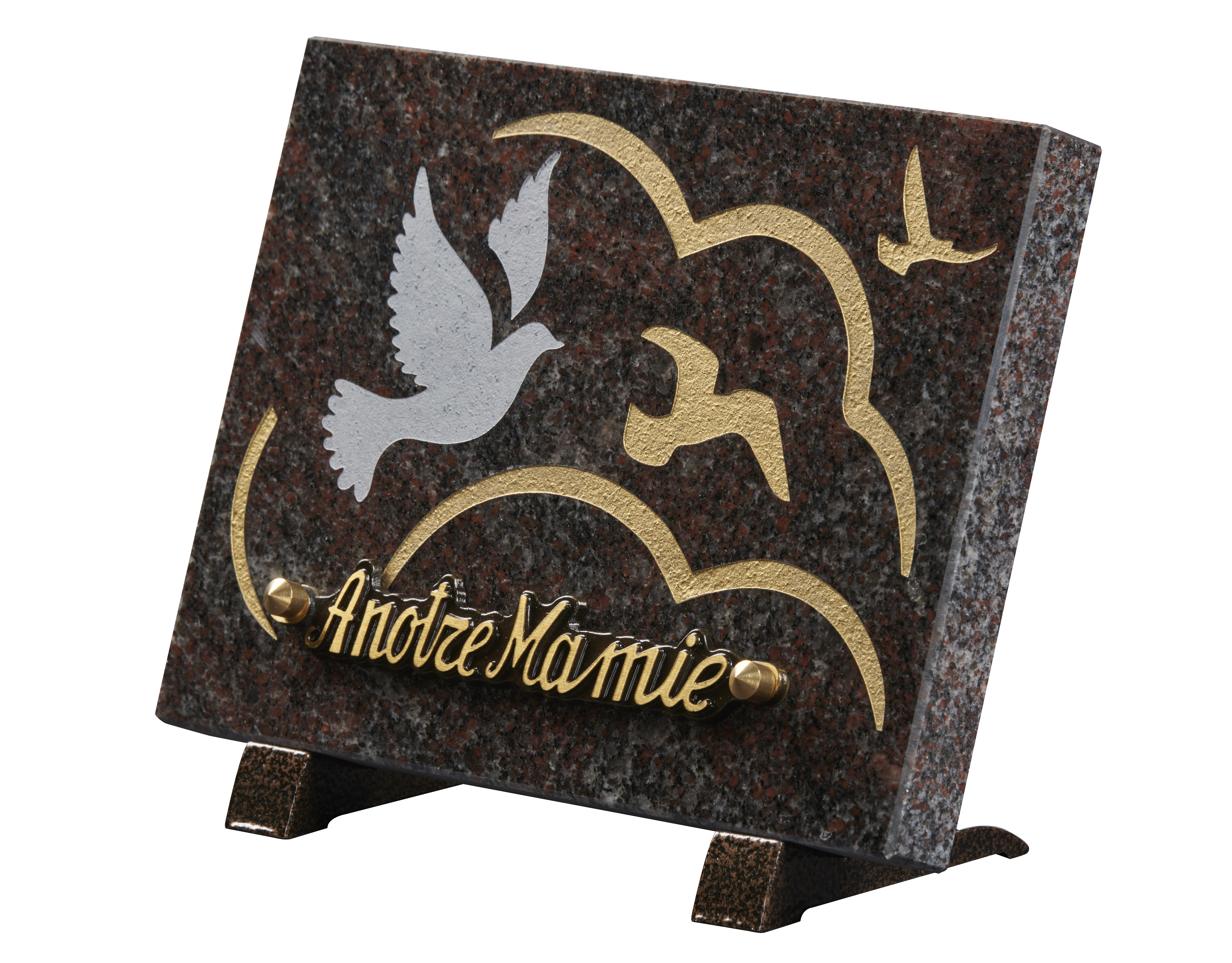 Image de plaque Plaque granit 15x20cm - Gravure colombes