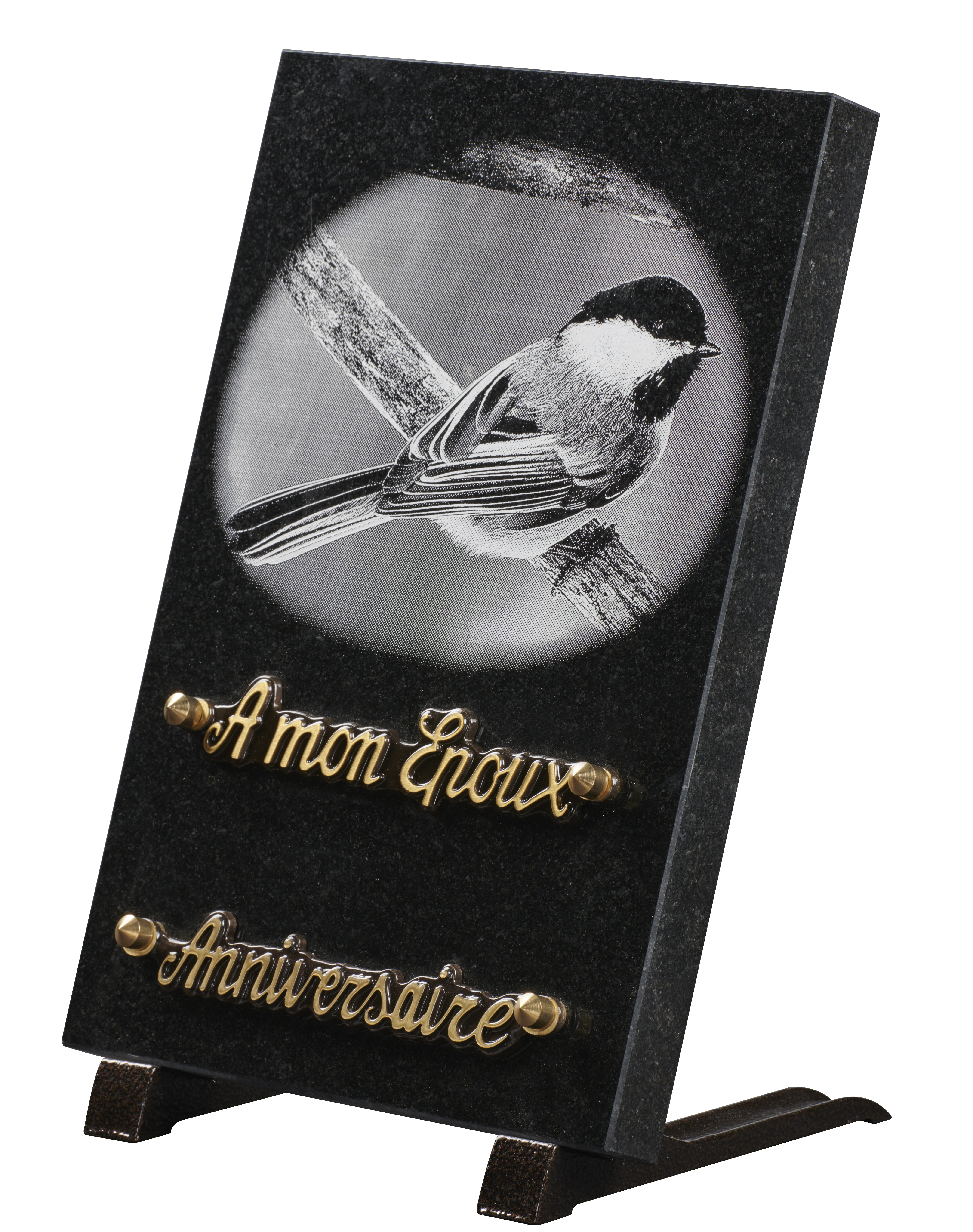 Image de plaque Plaque granit 18x25 cm - Gravure oiseau