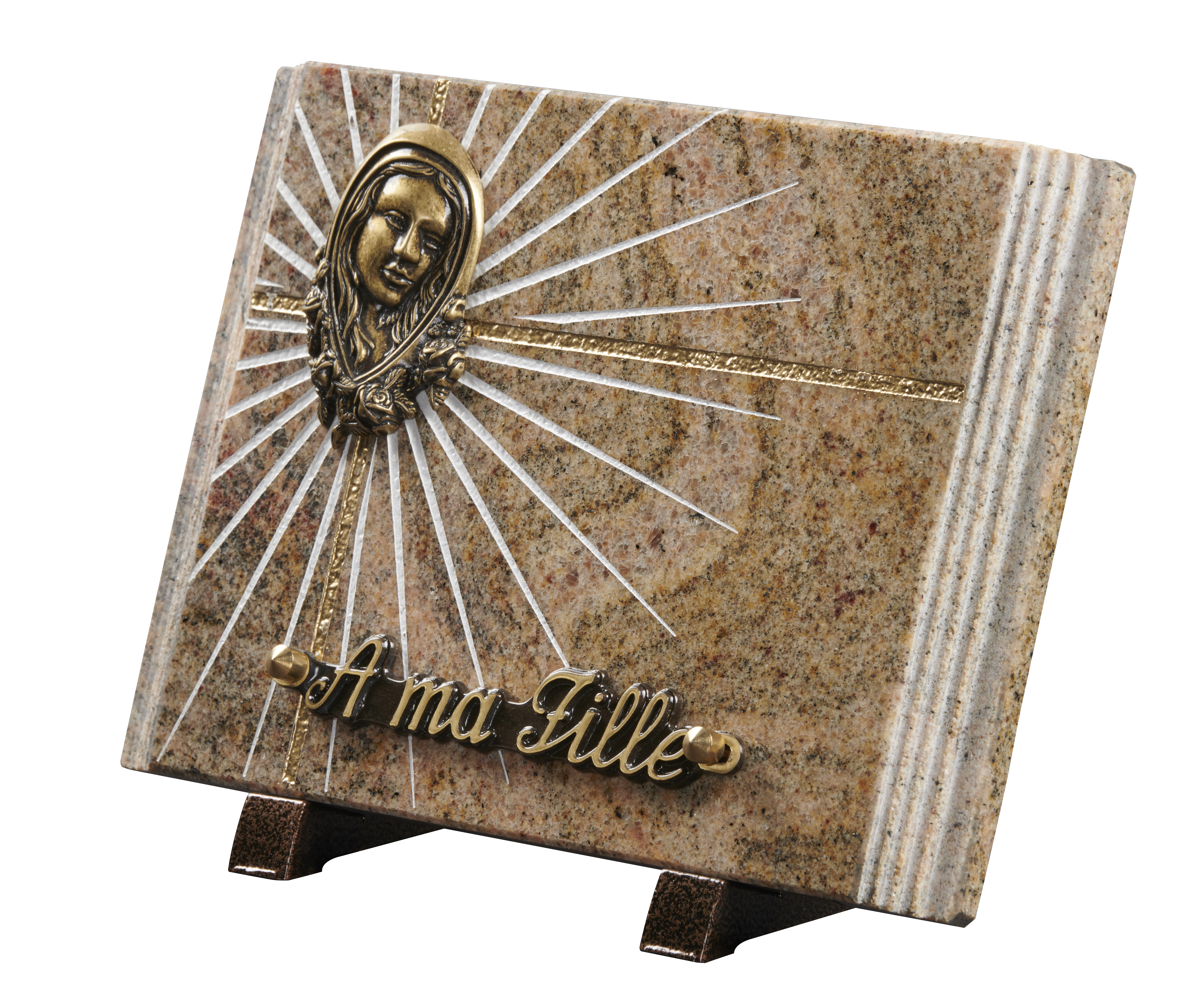 Image de plaque Plaque granit 17.50x25cm- Paginé - Gravure étoile - Bronze Vierge