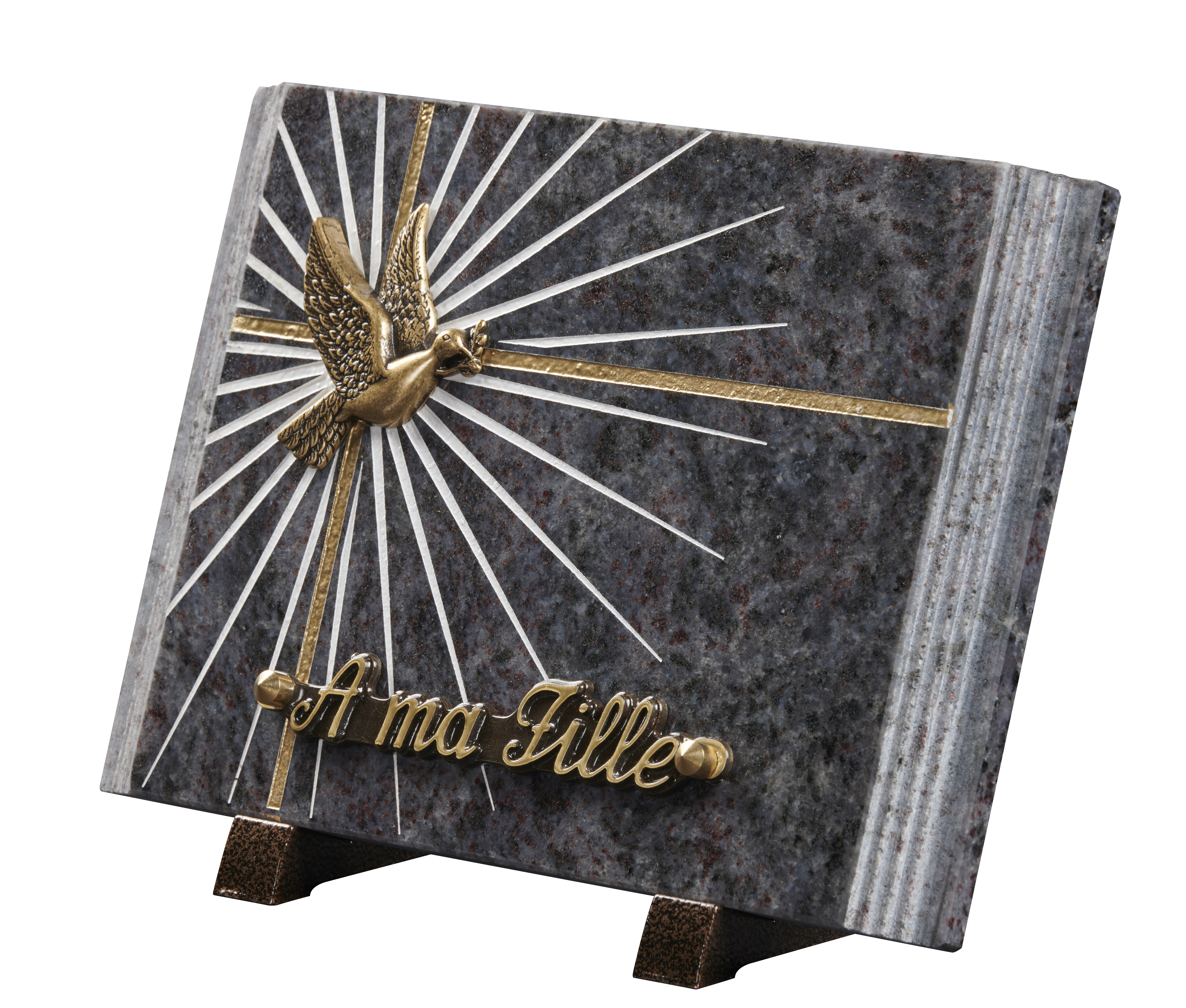 Image de plaque Plaque granit 17.50x25cm- Paginé - Gravure étoile - Bronze Colombe