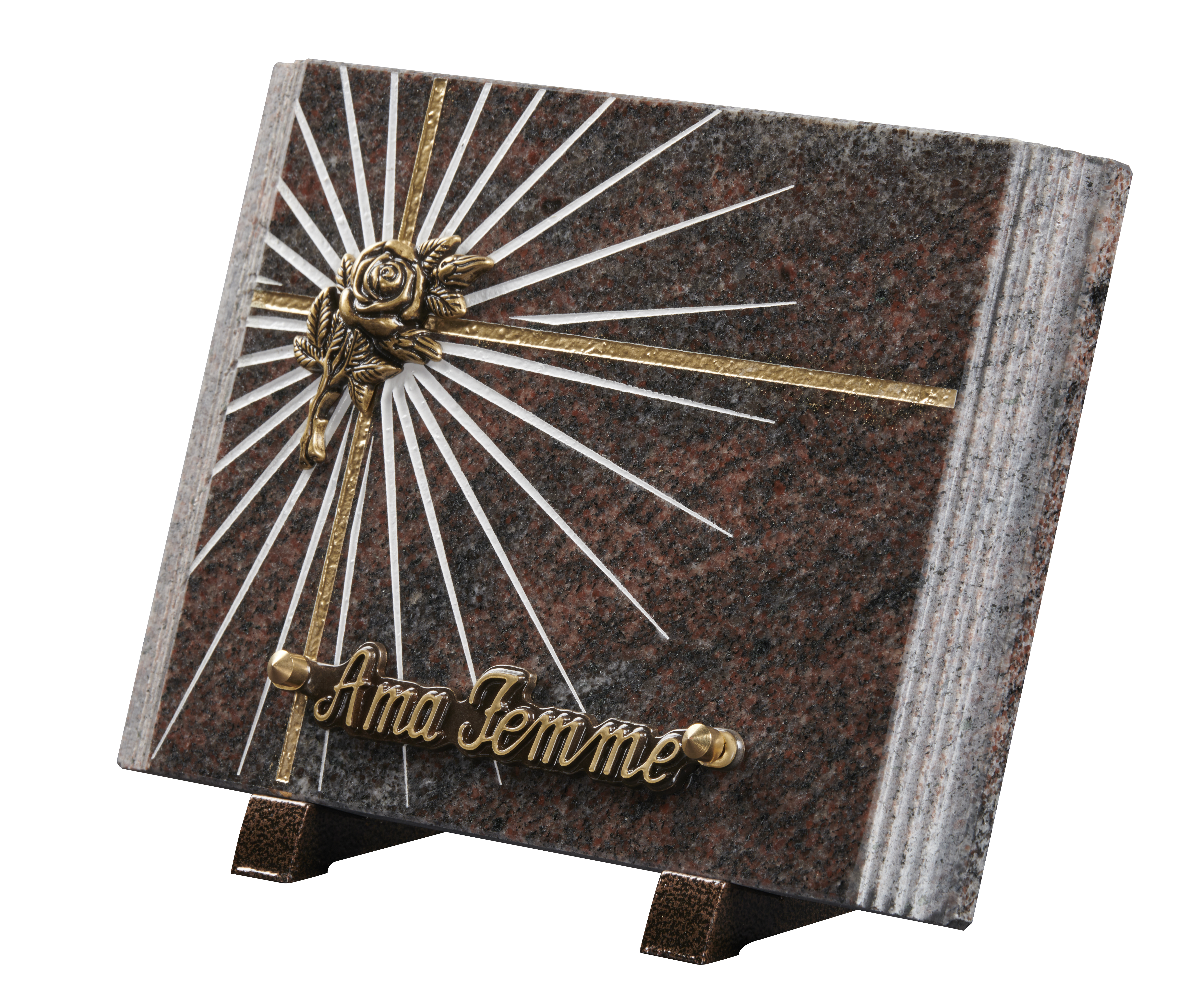 Image de plaque Plaque granit 17.50x25cm- Paginé - Gravure étoile - Bronze Rose