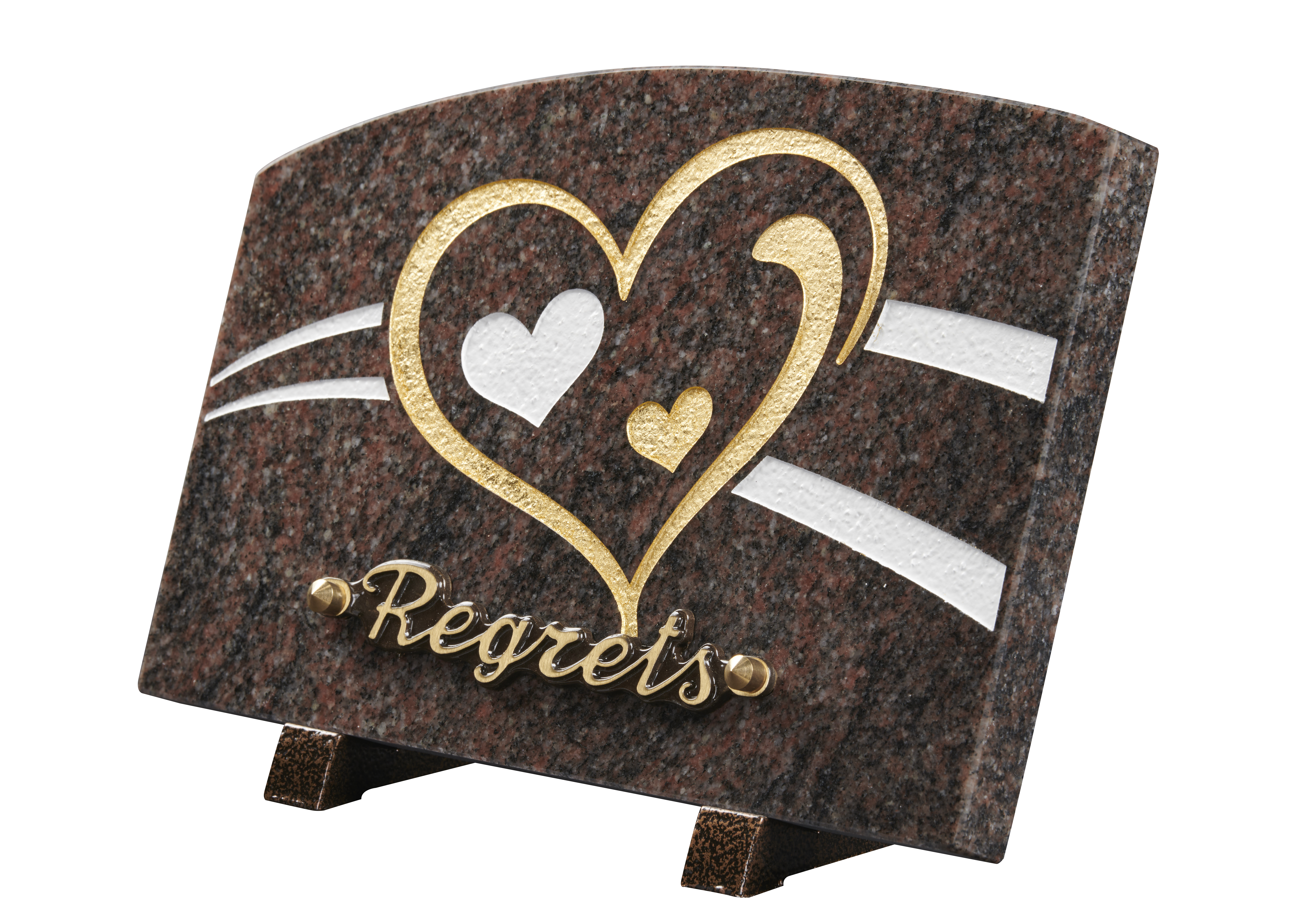 Image de plaque Plaque granit doucine 18x25cm - Gravure coeur - Or fin