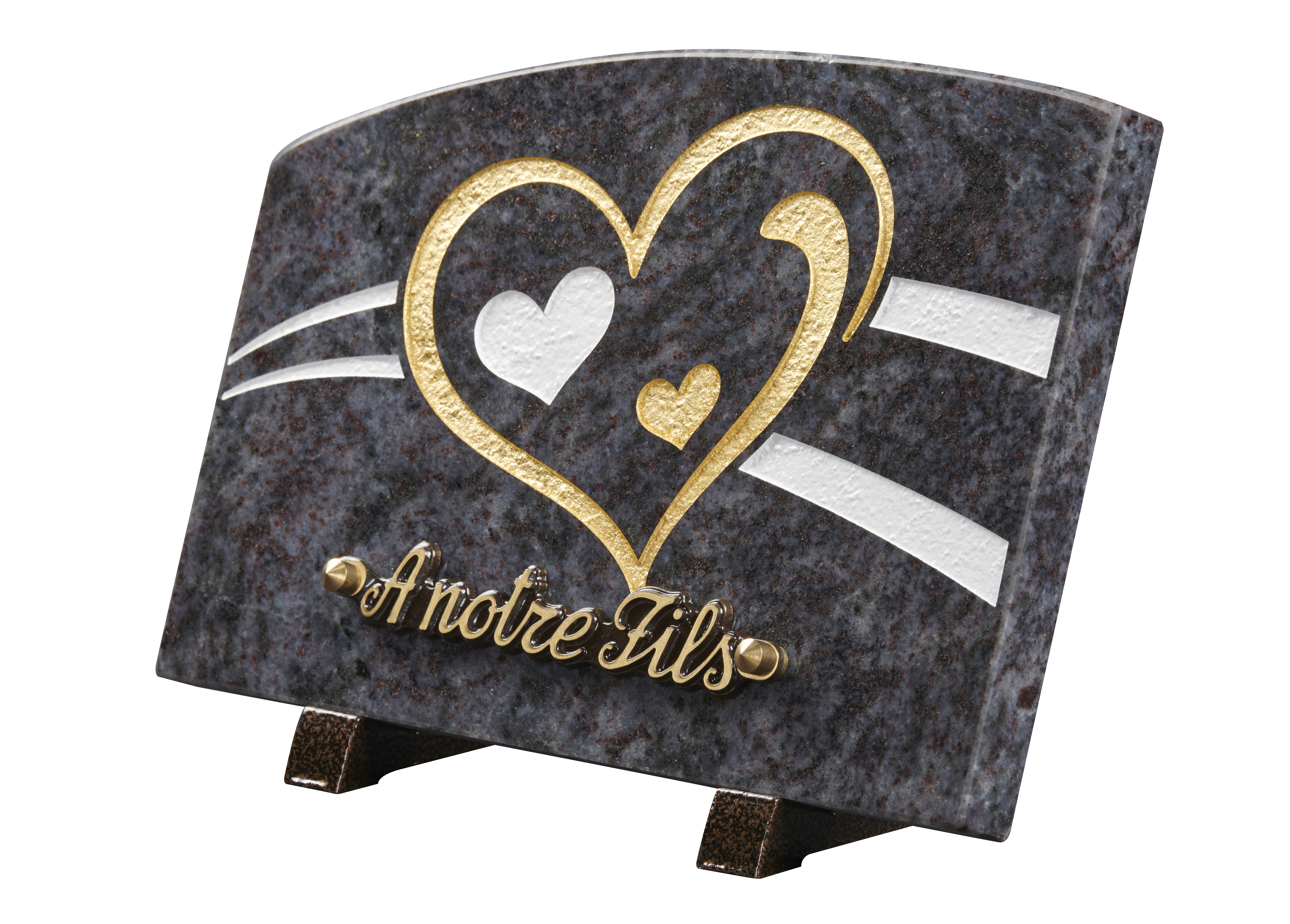 Image de plaque Plaque granit doucine 18x25cm - Gravure coeur - Or fin