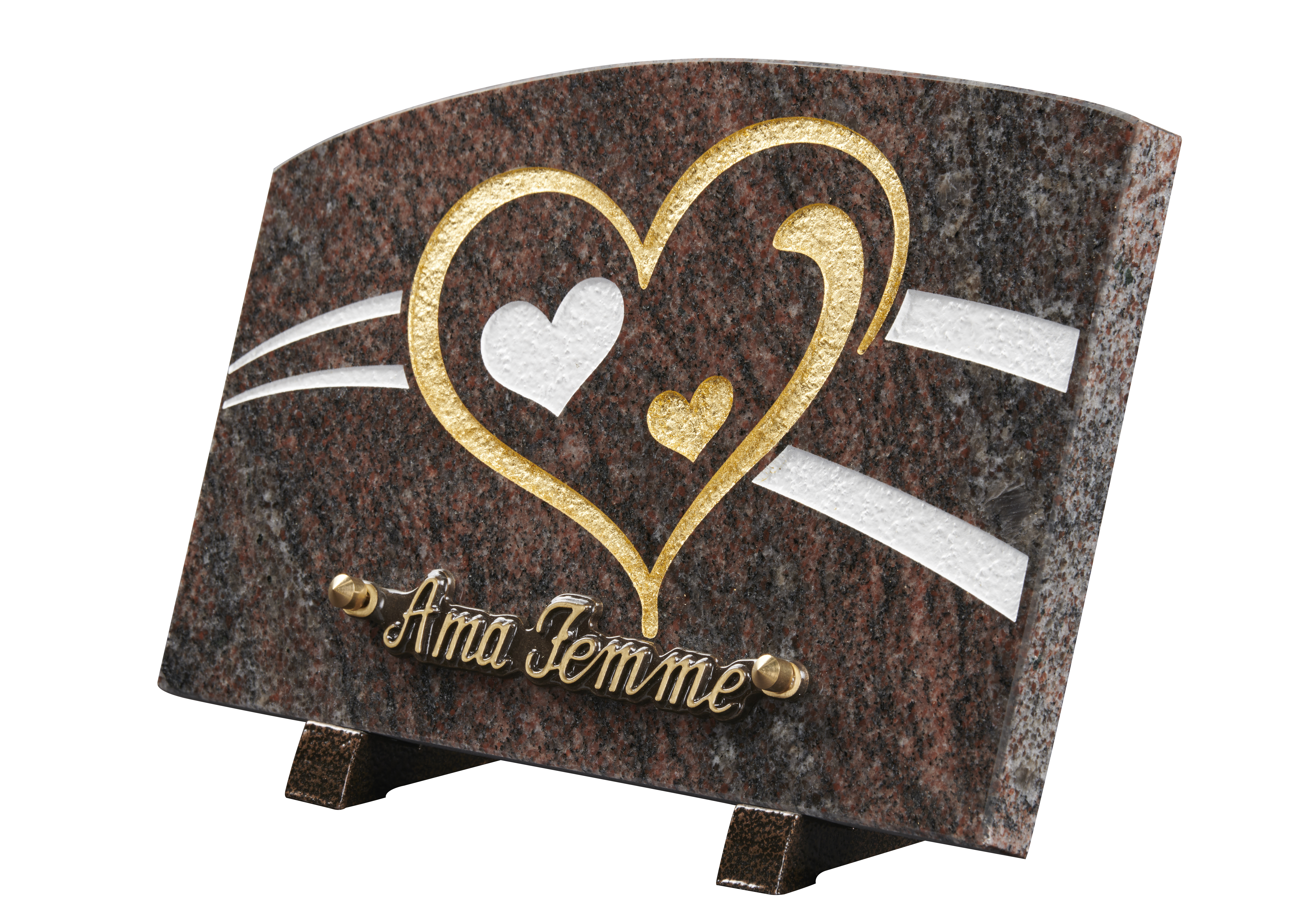 Image de plaque Plaque granit doucine 18x25cm - Gravure coeur - Or fin
