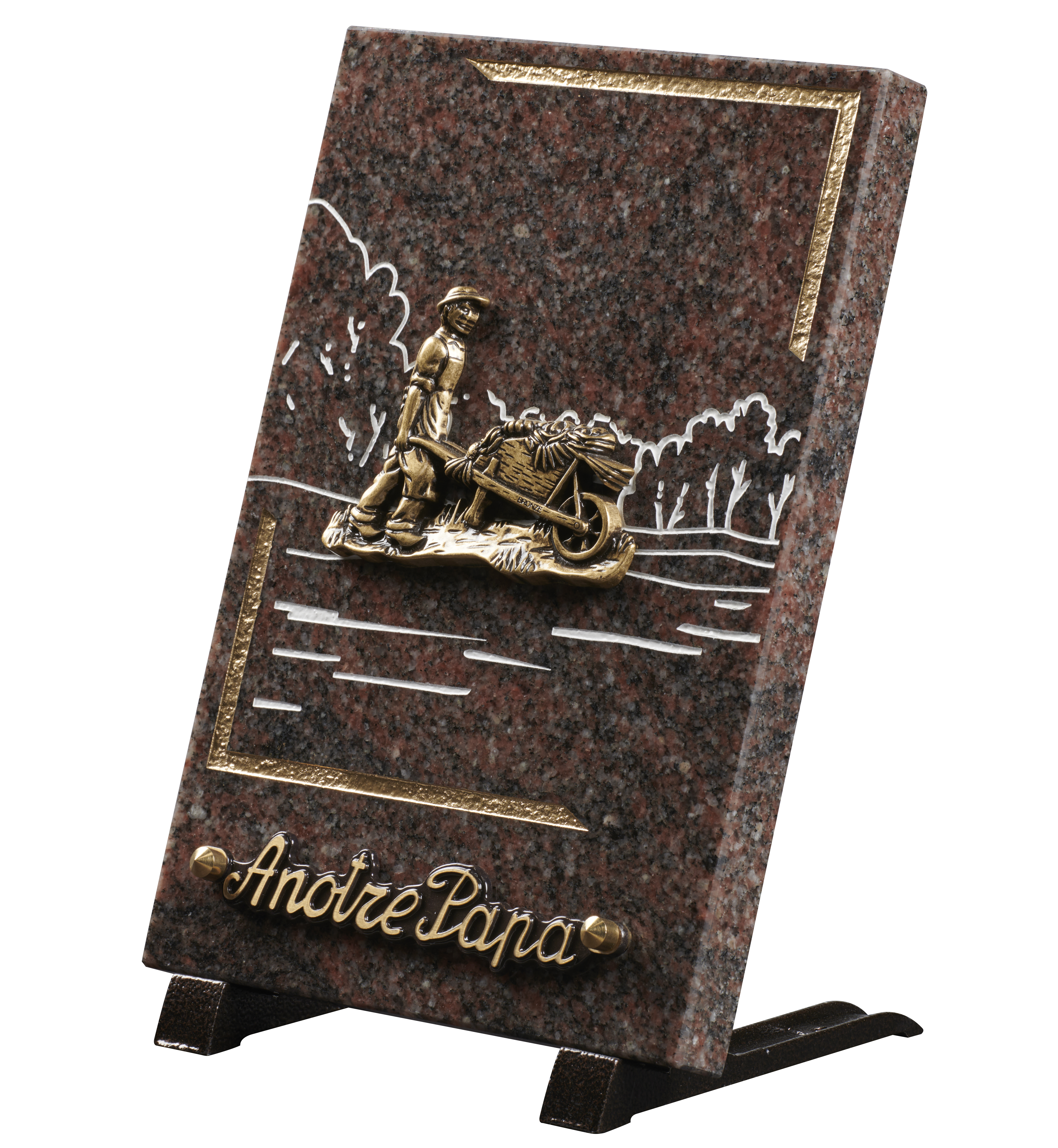 Image de plaque Plaque granit 18x25cm - Gravure Paysage - Bronze Jardinier