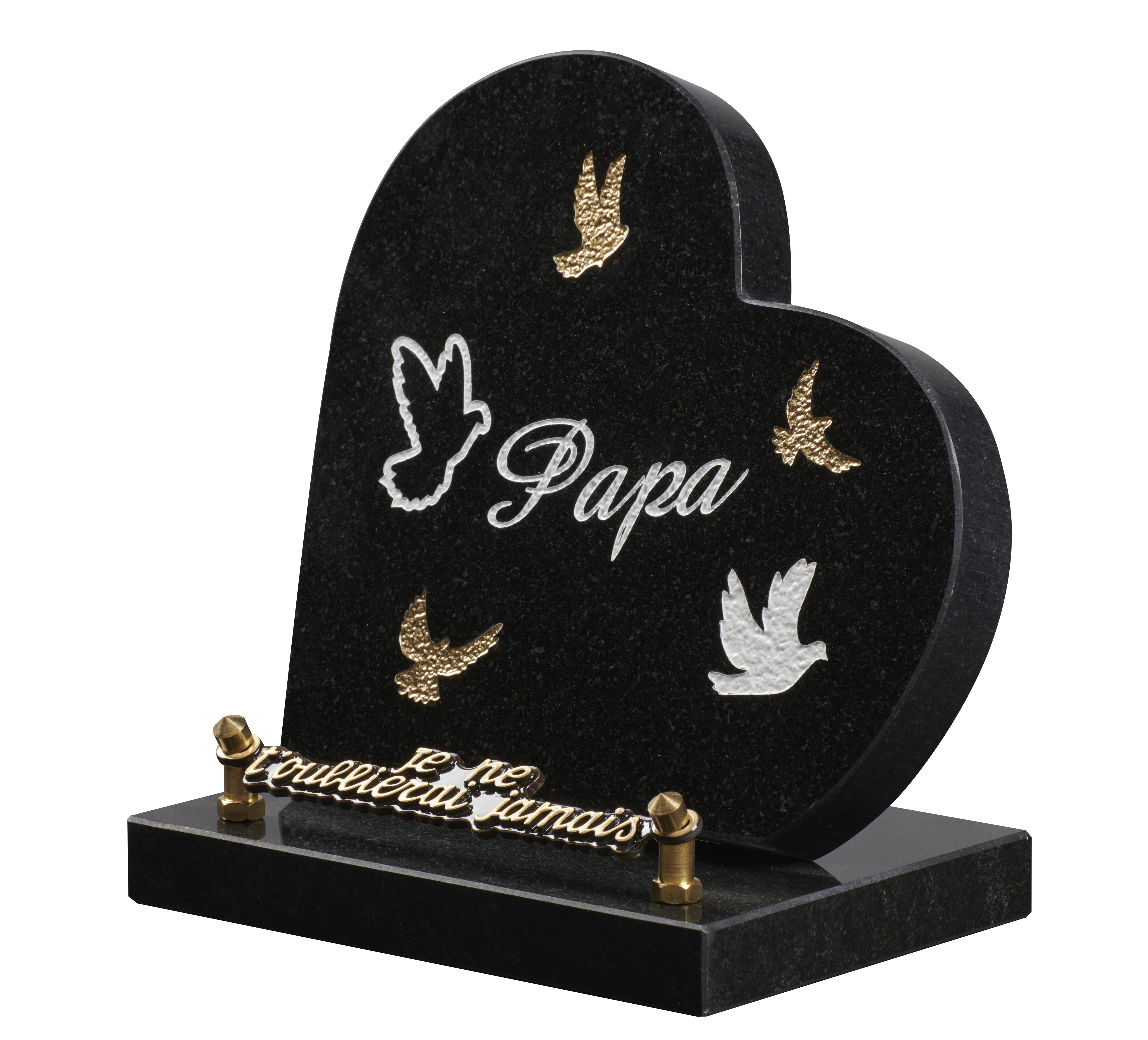 Image de plaque Plaque granit coeur 18x18cm - Gravure colombe - texte Papa