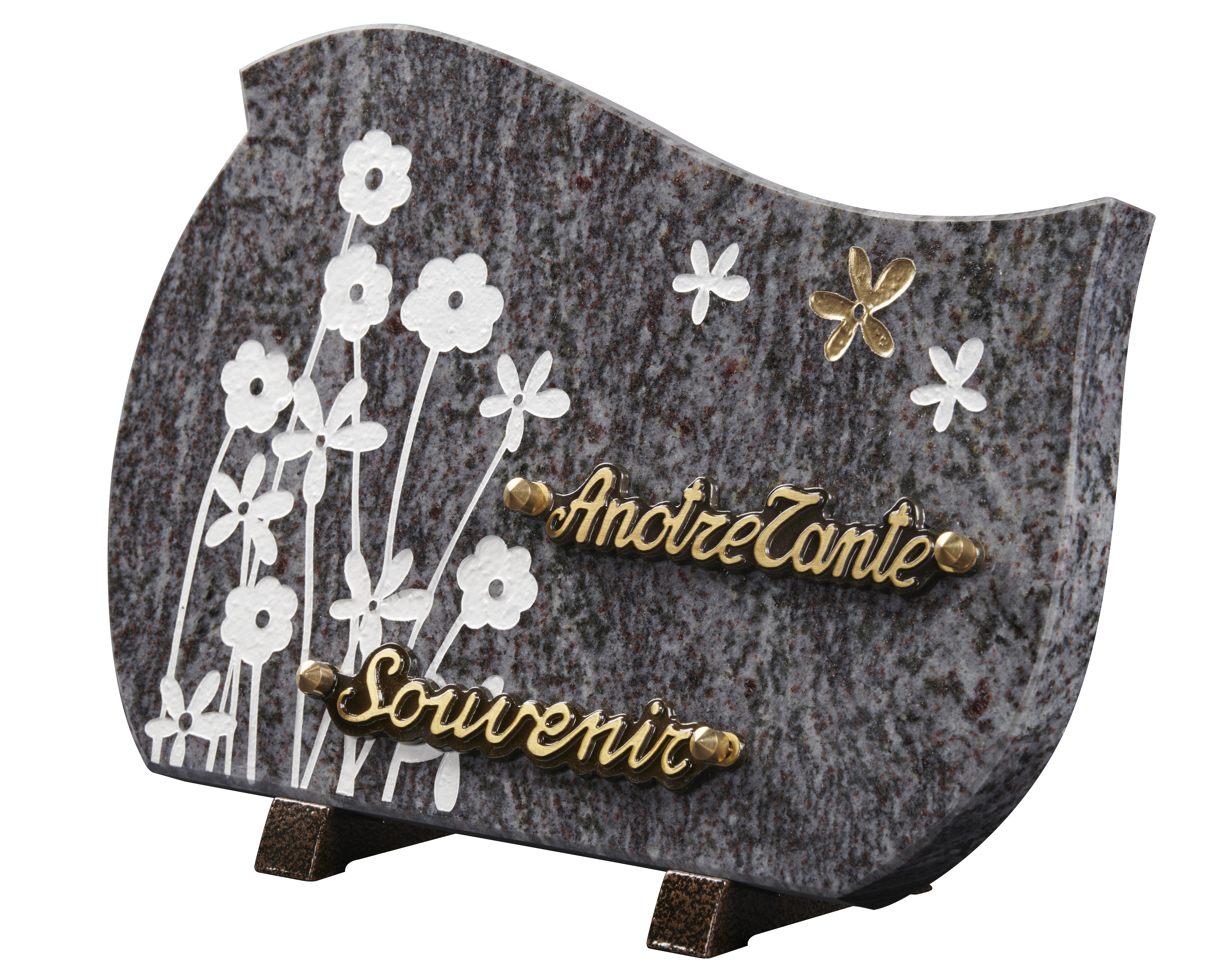 Image de plaque Plaque granit forme 20x30cm - Gravure fleurs