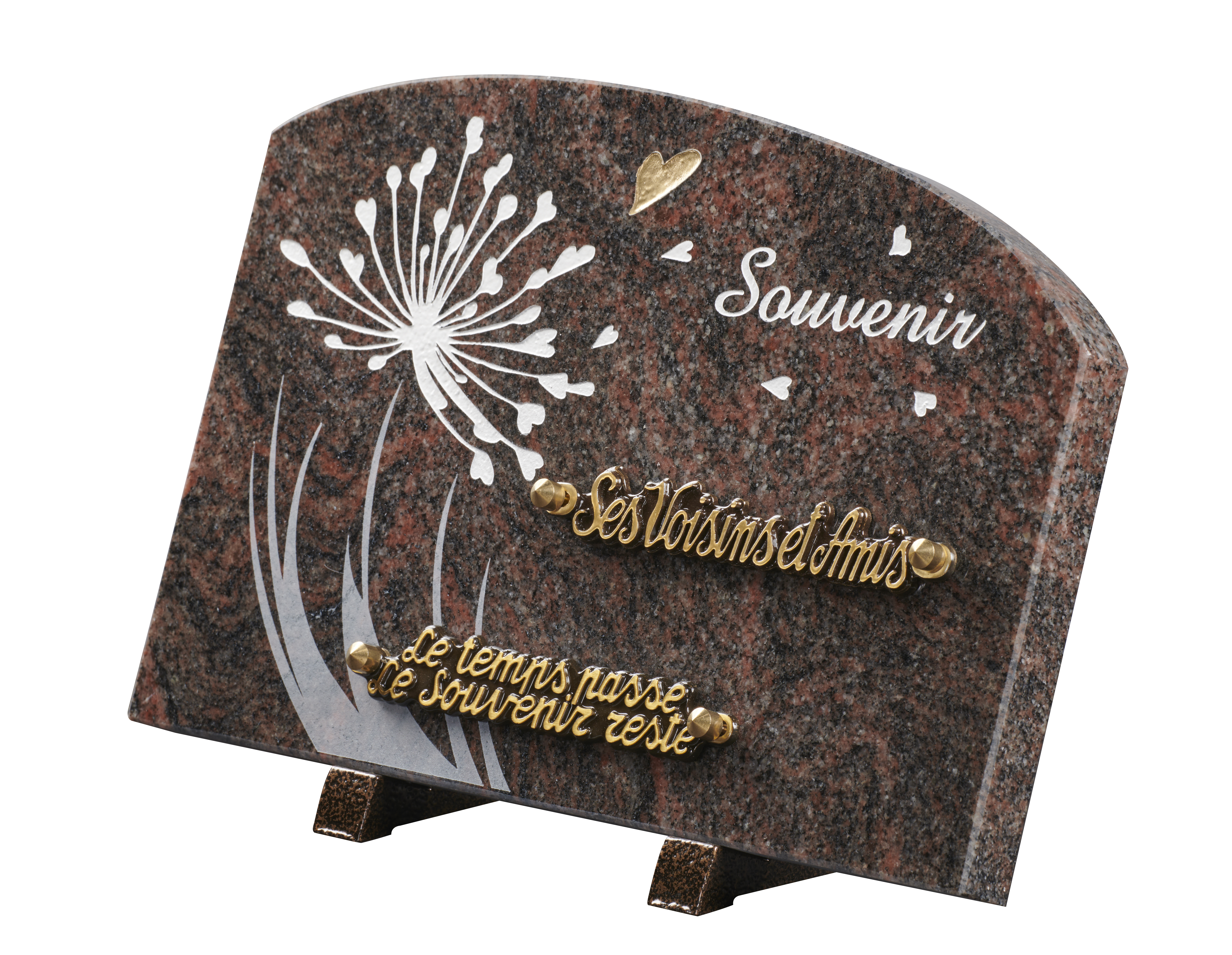 Image de plaque Plaque granit doucine 20x30cm - Gravure dandelion- texte Souvenir