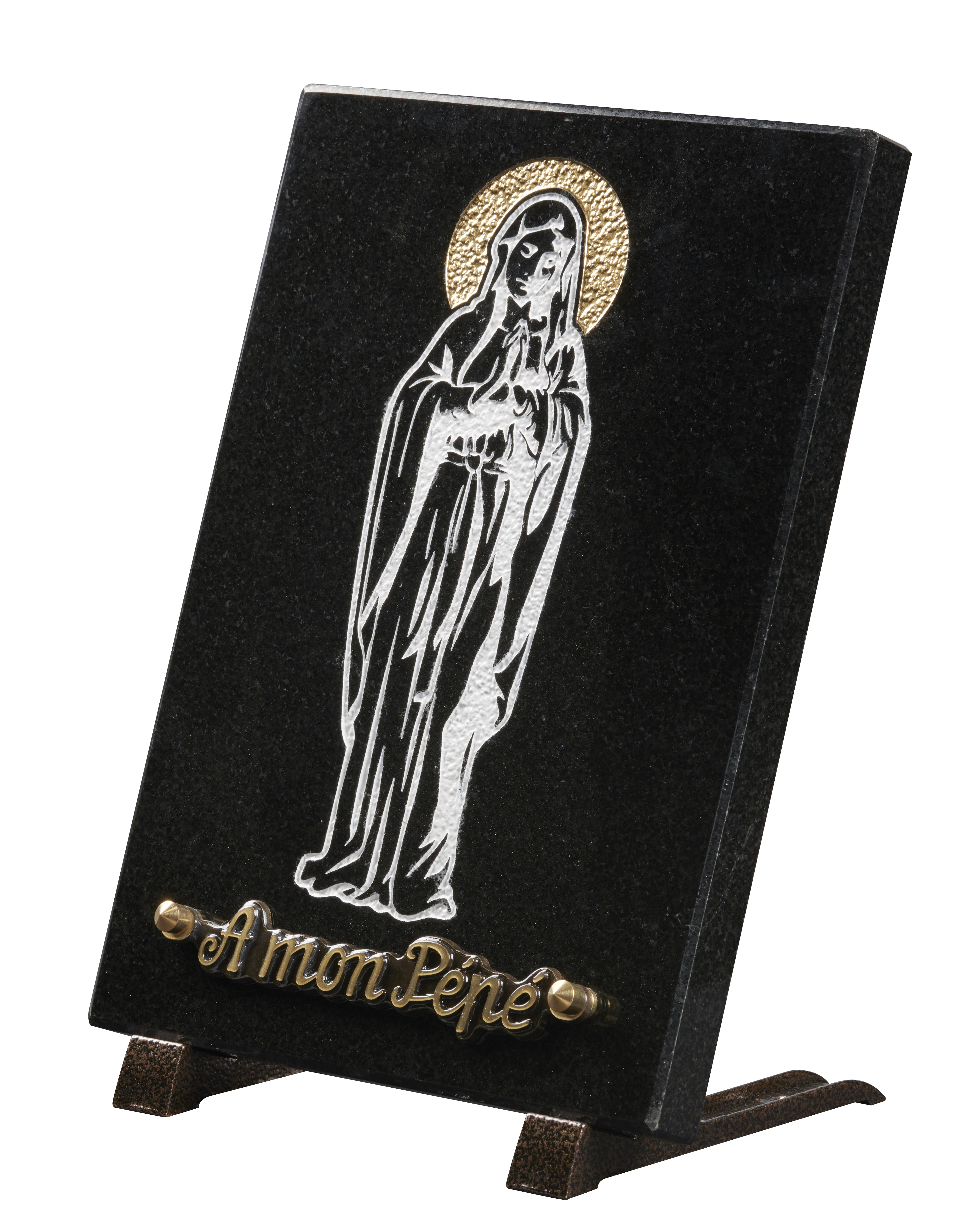 Image de plaque Plaque granit 20x30cm - Gravure vierge blanc et OR 