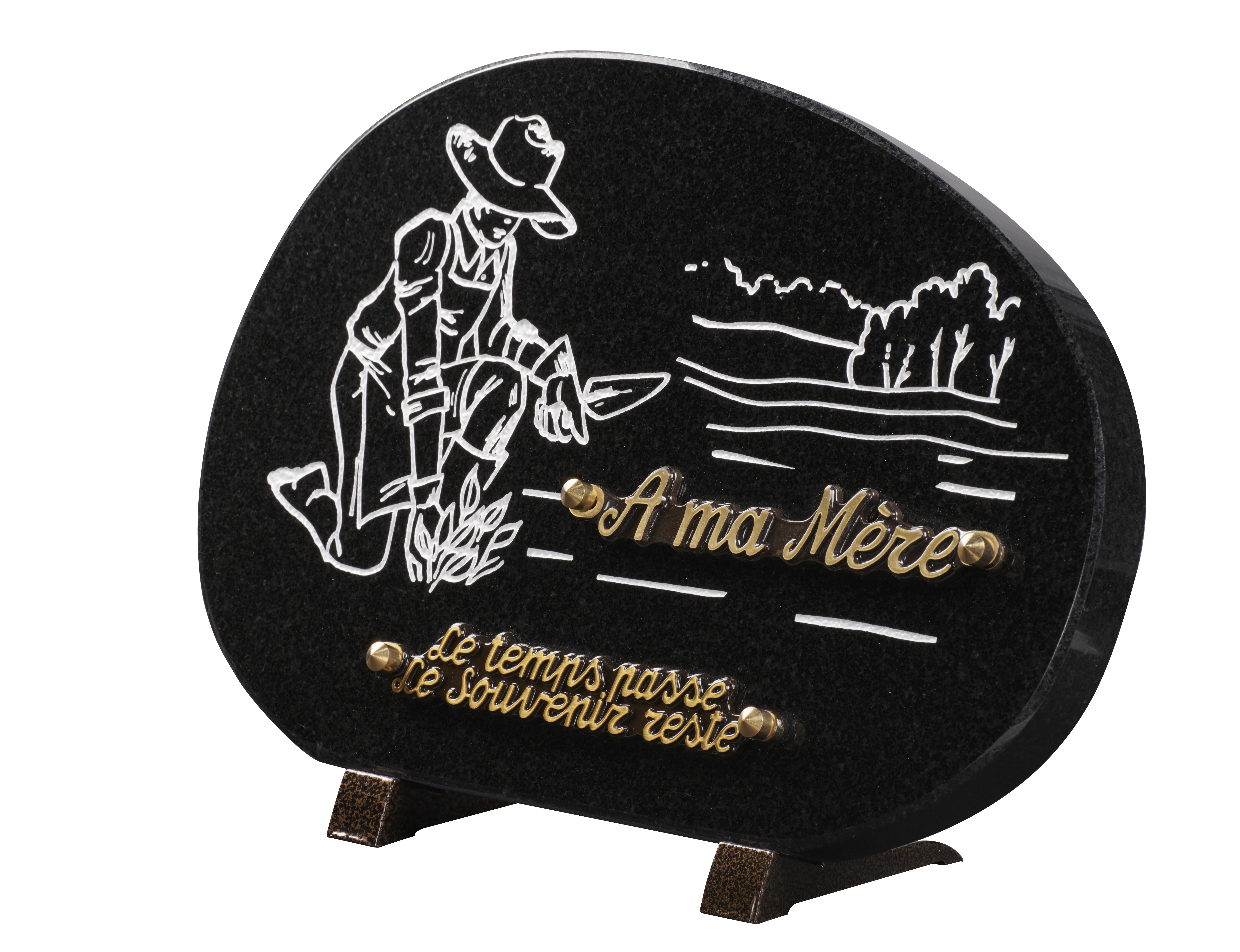 Image de plaque Plaque granit forme galet 20x30cm - Gravure jardinage