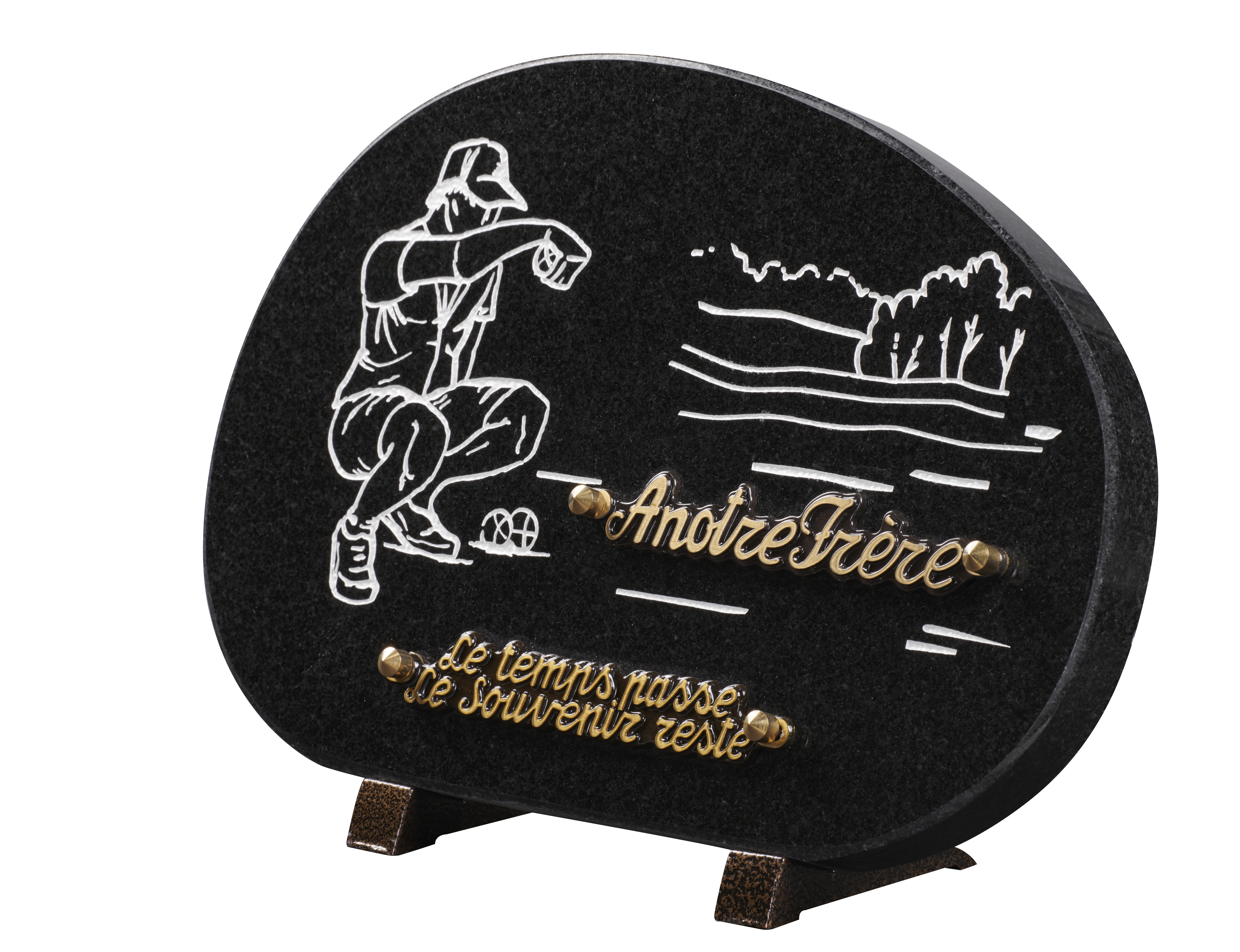 Image de plaque Plaque granit forme galet 20x30cm - Gravure pétanque 