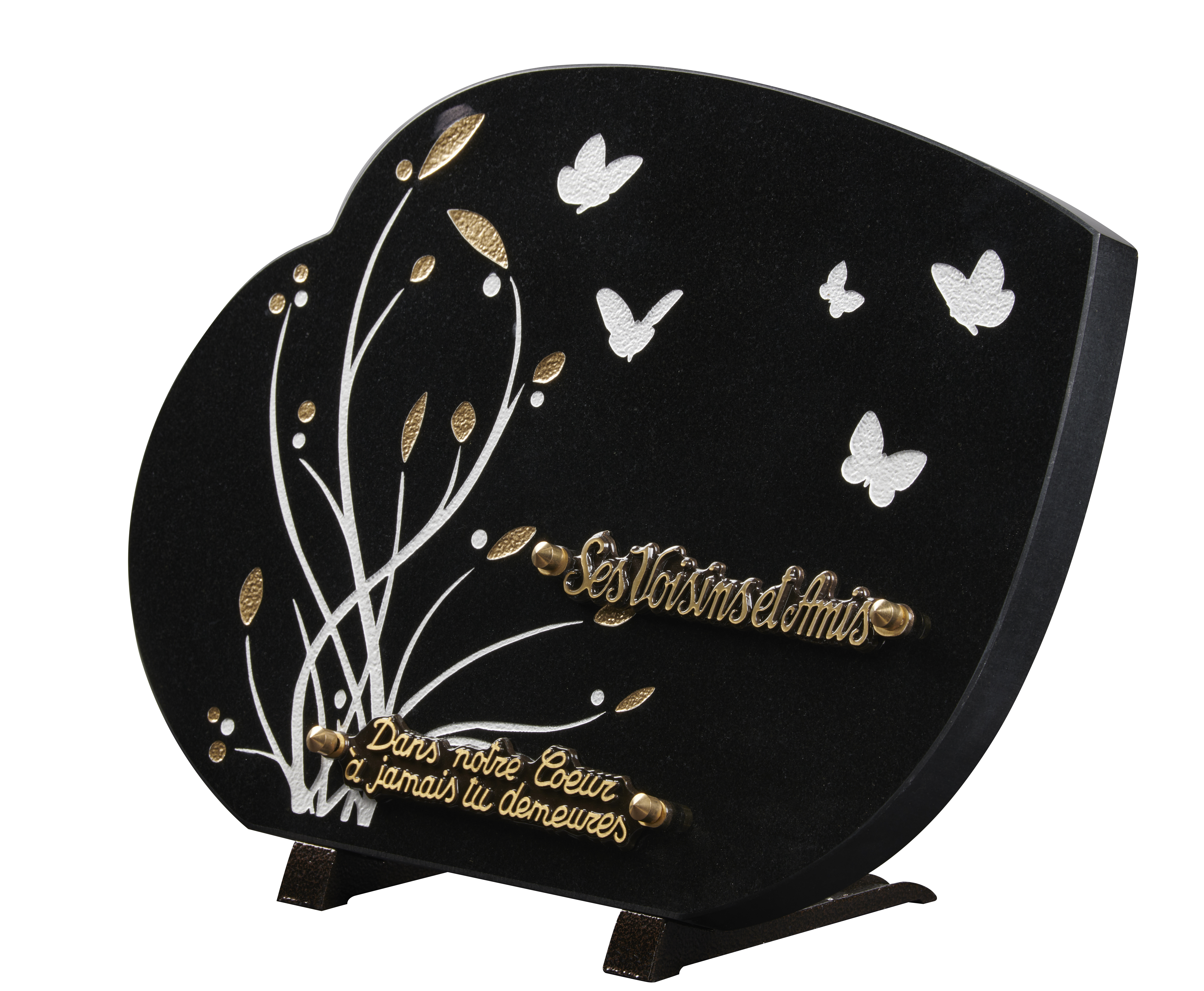 Image de plaque Plaque granit forme 25x35cm - Gravure fleur papillons