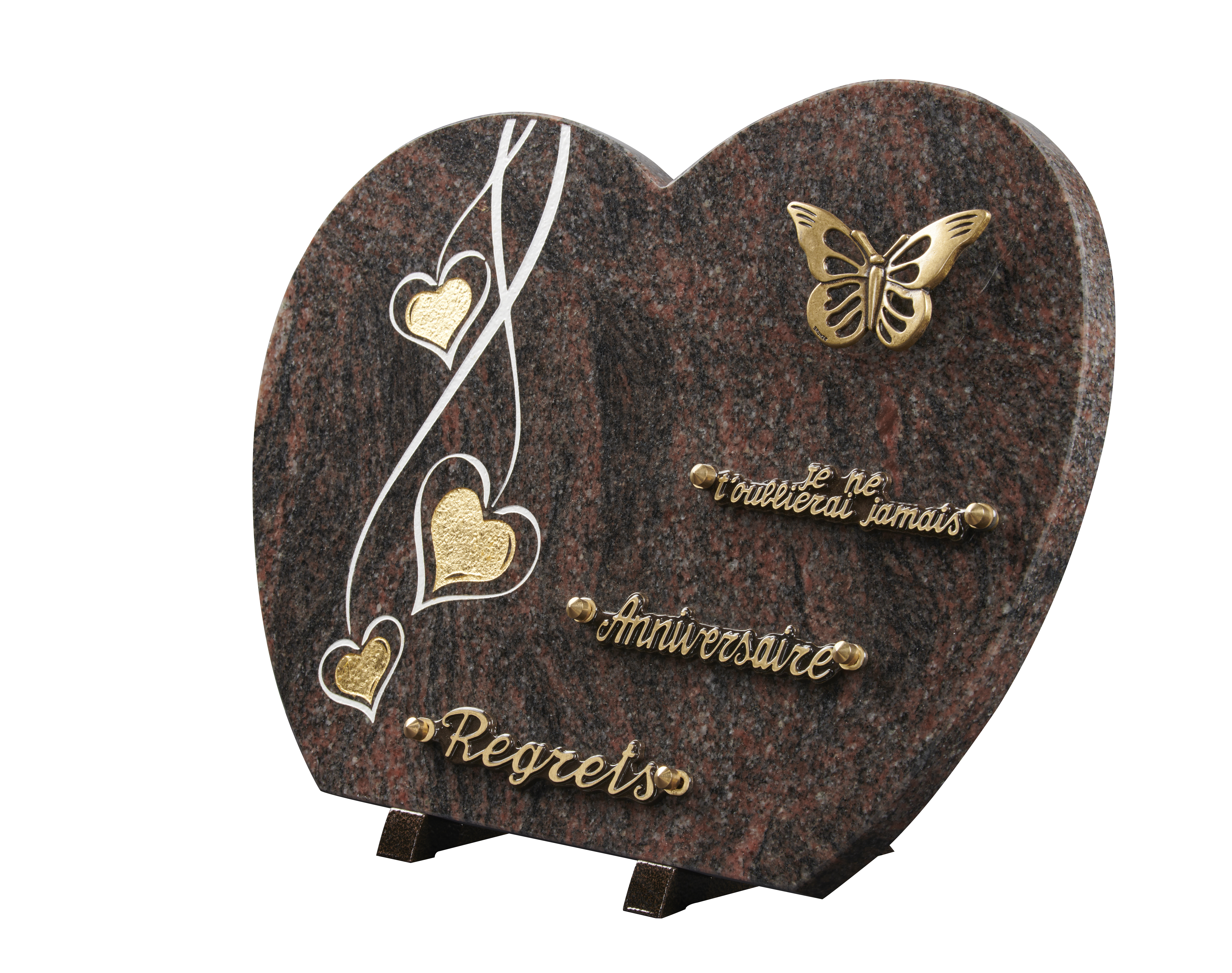 Image de plaque Plaque granit forme 30x40cm - Gravure coeurs - bronze Papillon