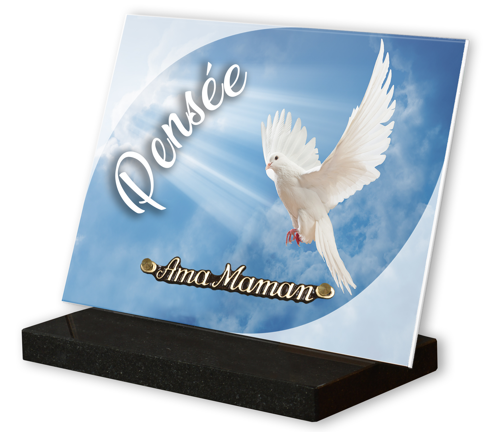 Image de plaque Plaque altu 18x25 cm - Gravure colombe
