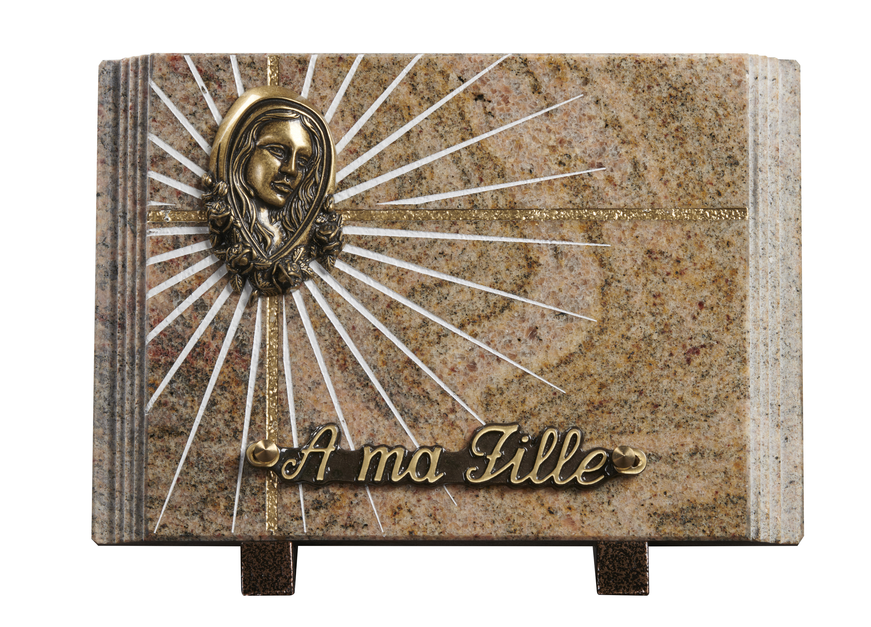 Image de plaque Plaque granit 17.50x25cm- Paginé - Gravure étoile - Bronze Vierge