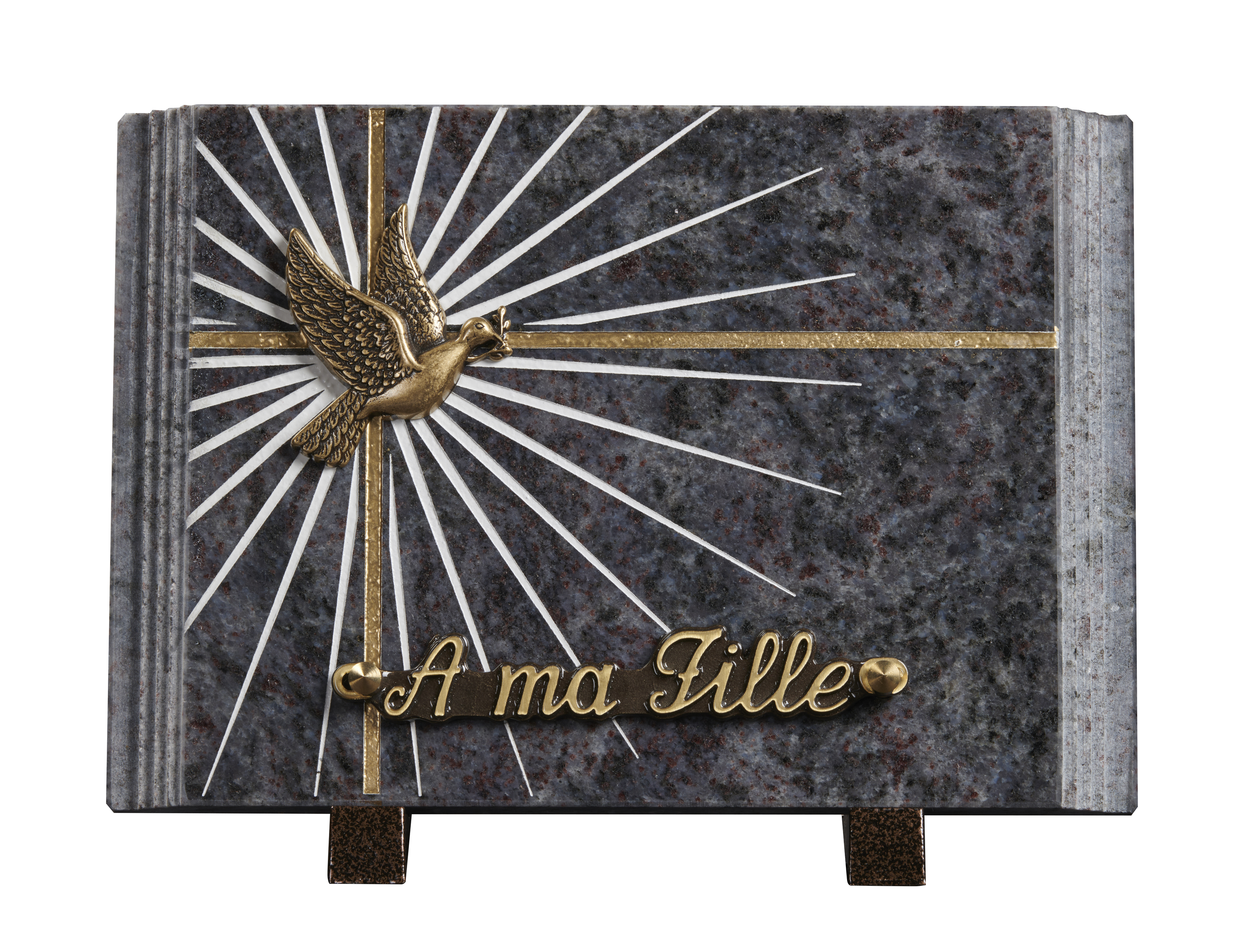 Image de plaque Plaque granit 17.50x25cm- Paginé - Gravure étoile - Bronze Colombe