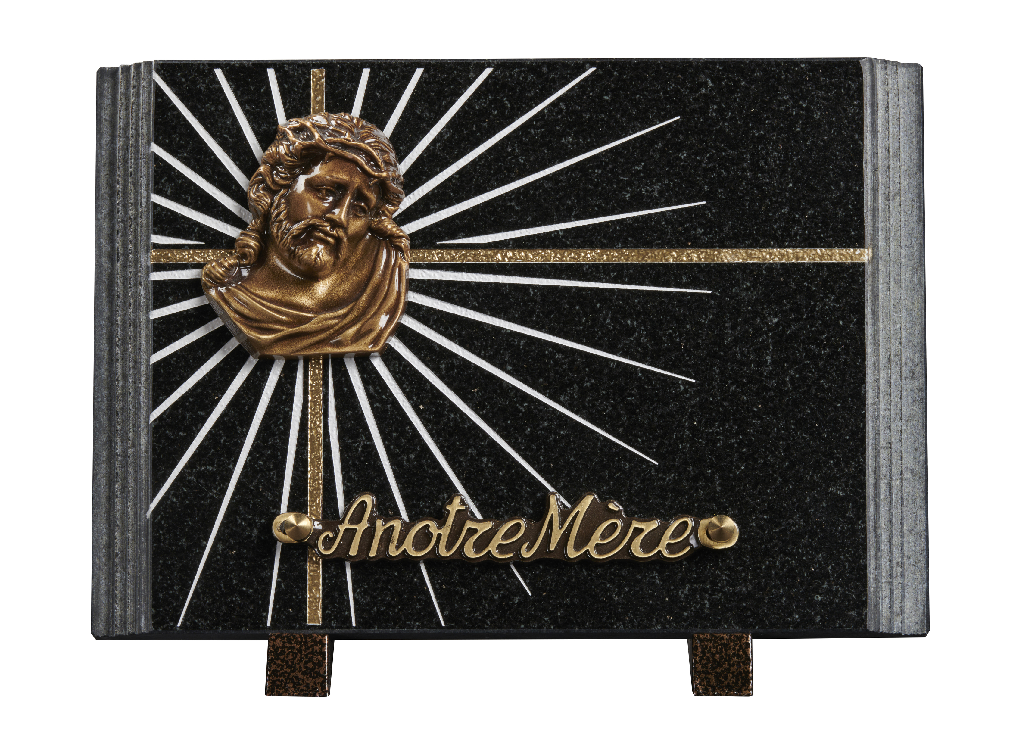 Image de plaque Plaque granit 17.50x25cm- Paginé - Gravure étoile - Bronze Christ