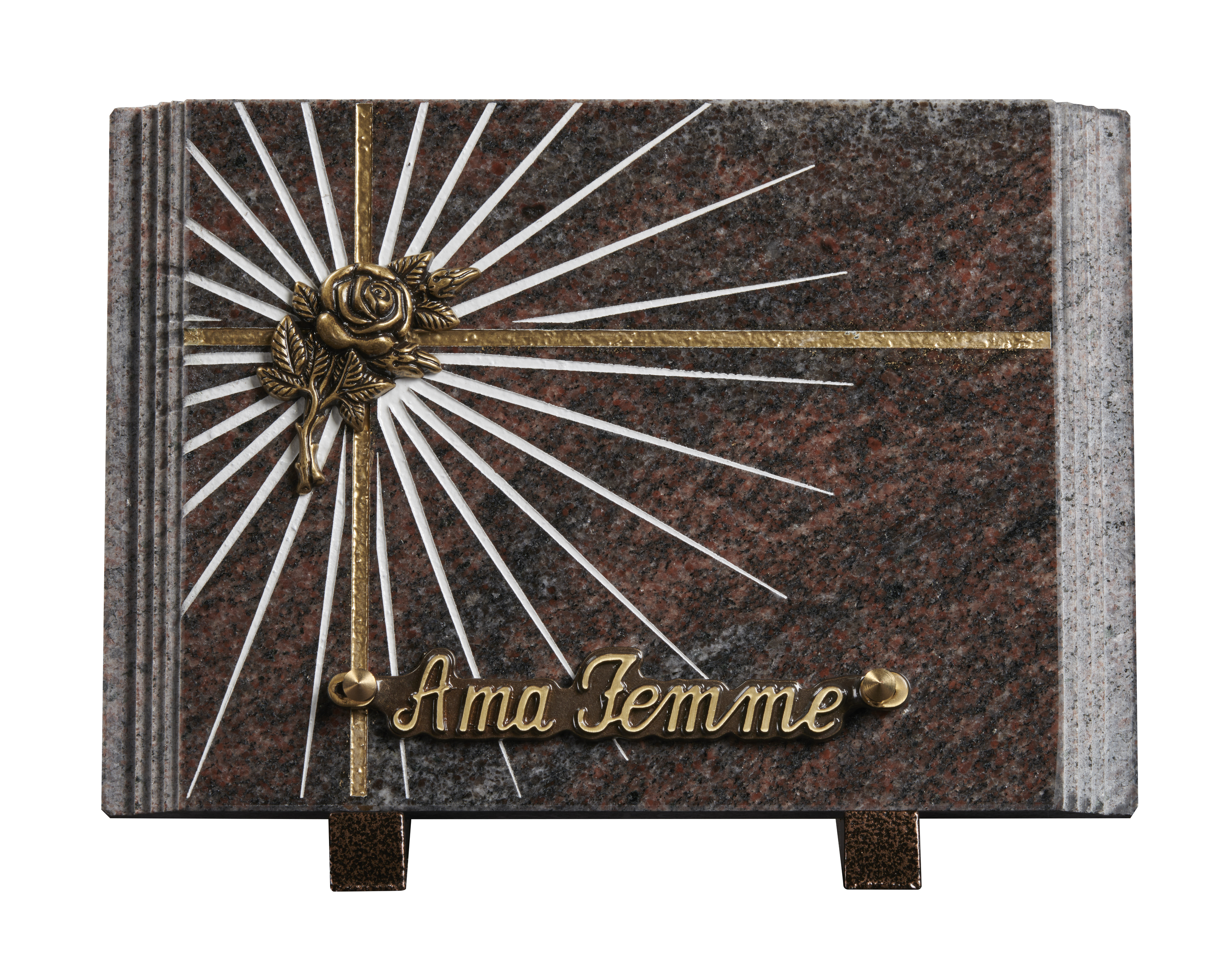 Image de plaque Plaque granit 17.50x25cm- Paginé - Gravure étoile - Bronze Rose