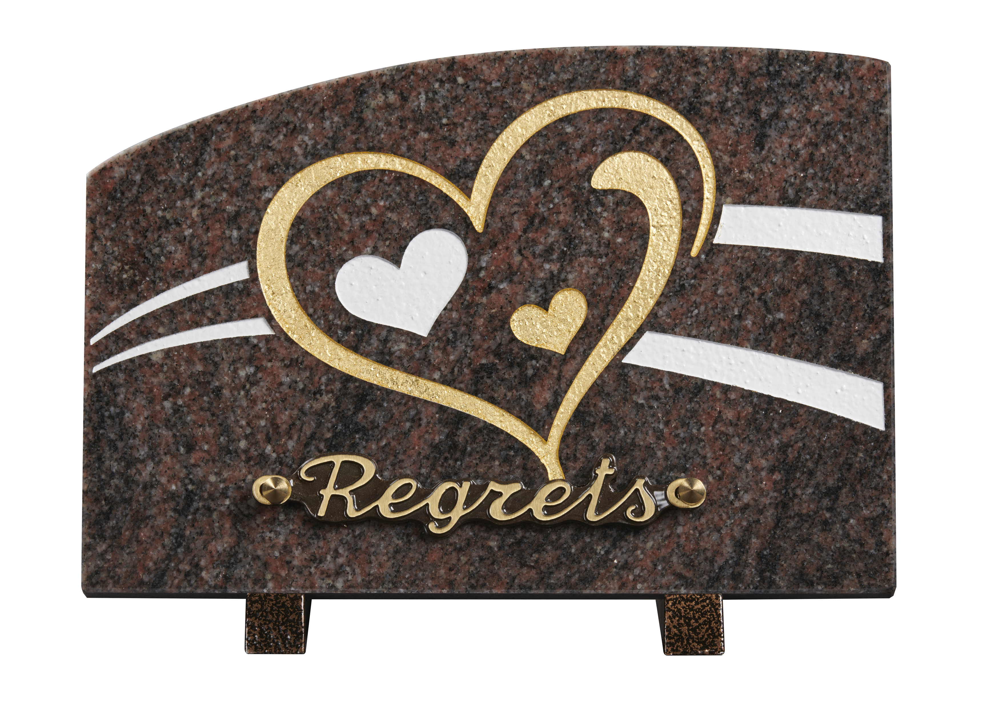 Image de plaque Plaque granit doucine 18x25cm - Gravure coeur - Or fin