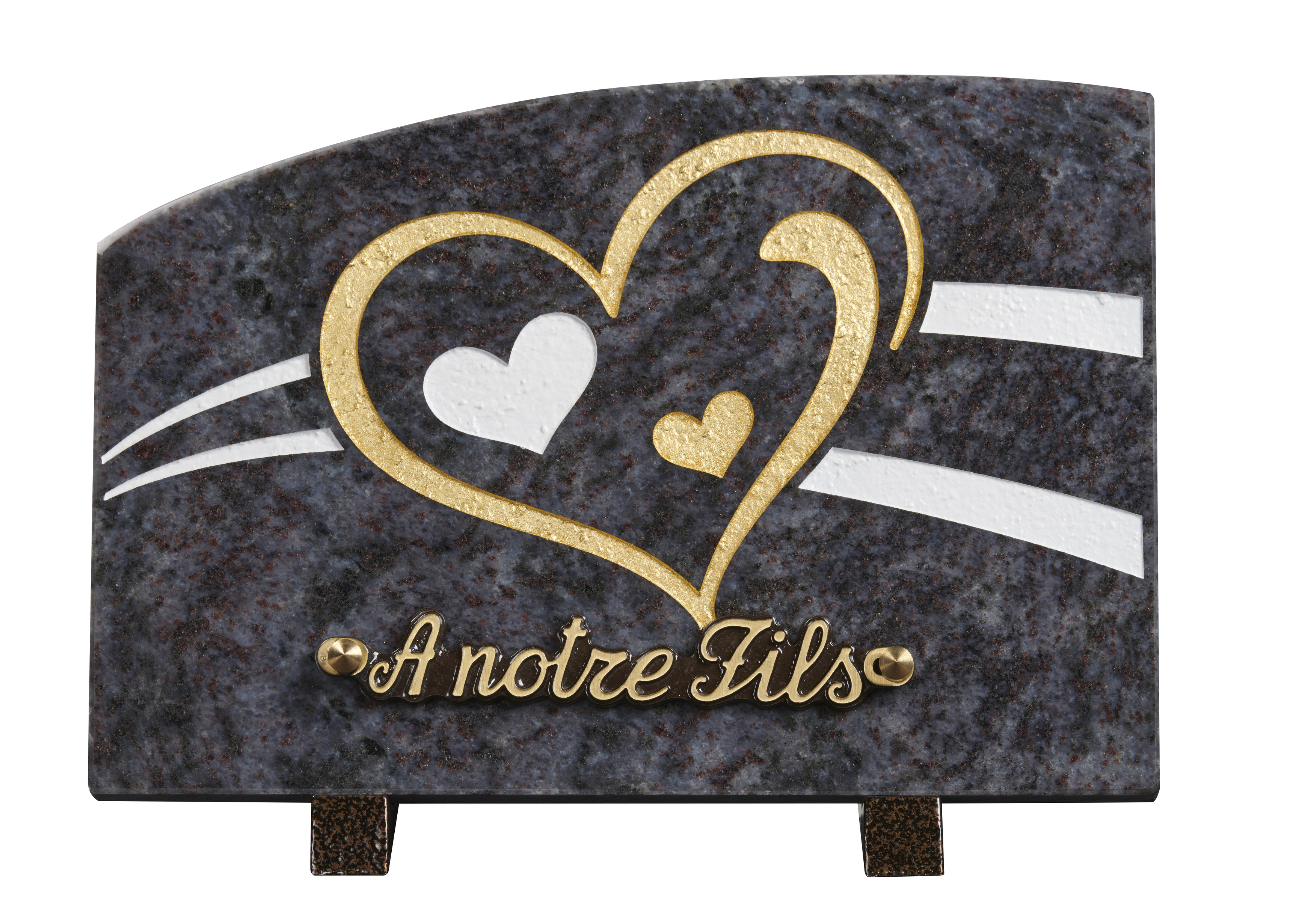 Image de plaque Plaque granit doucine 18x25cm - Gravure coeur - Or fin