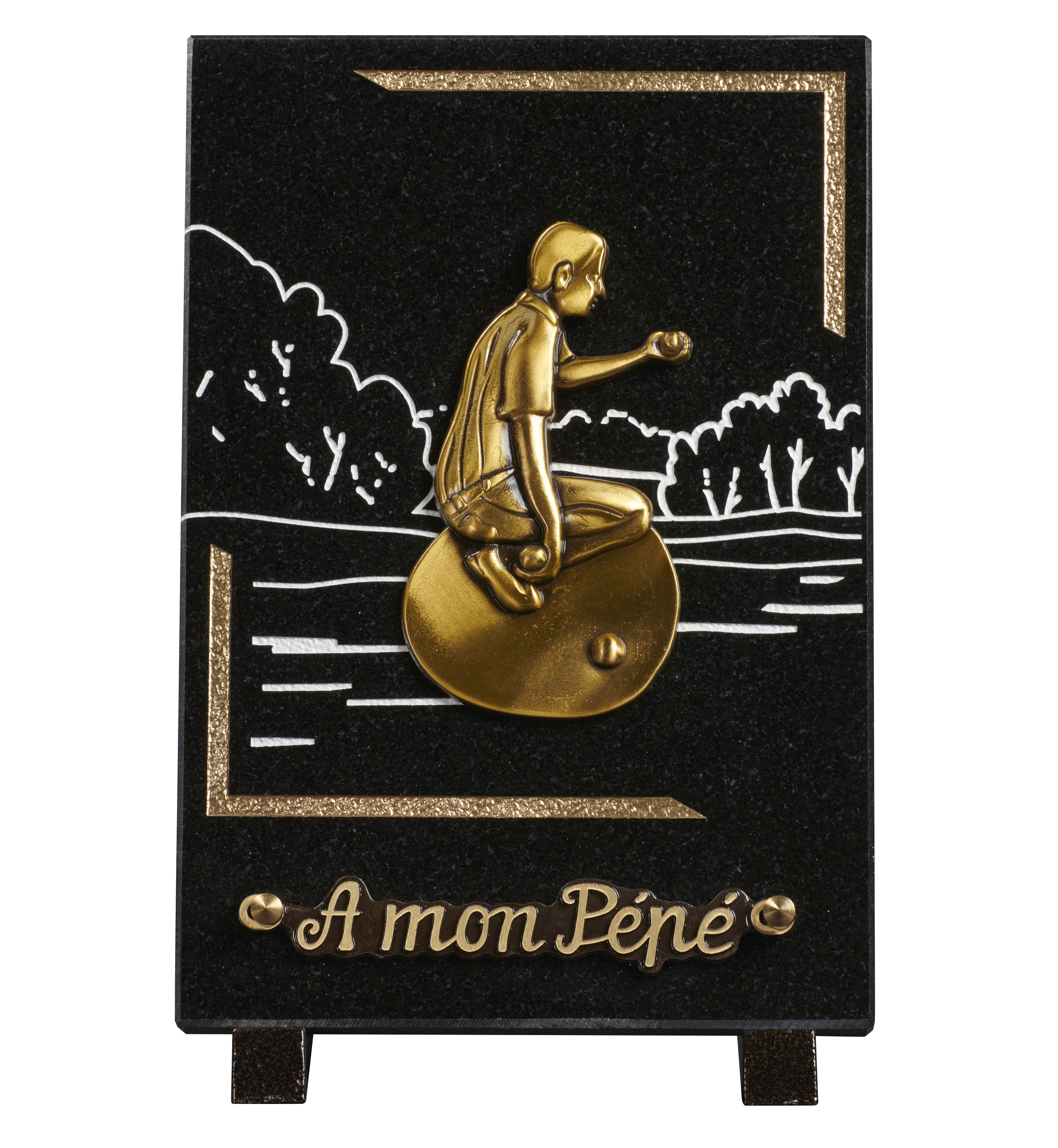 Image de plaque Plaque granit 18x25cm - Gravure Paysage - Bronze Bouliste