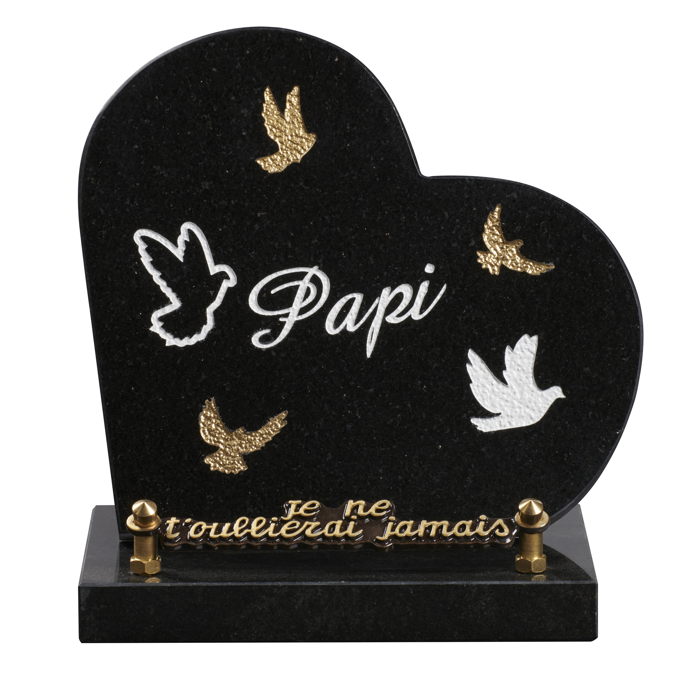 Image de plaque Plaque granit coeur 18x18cm - Gravure colombe - texte Papi