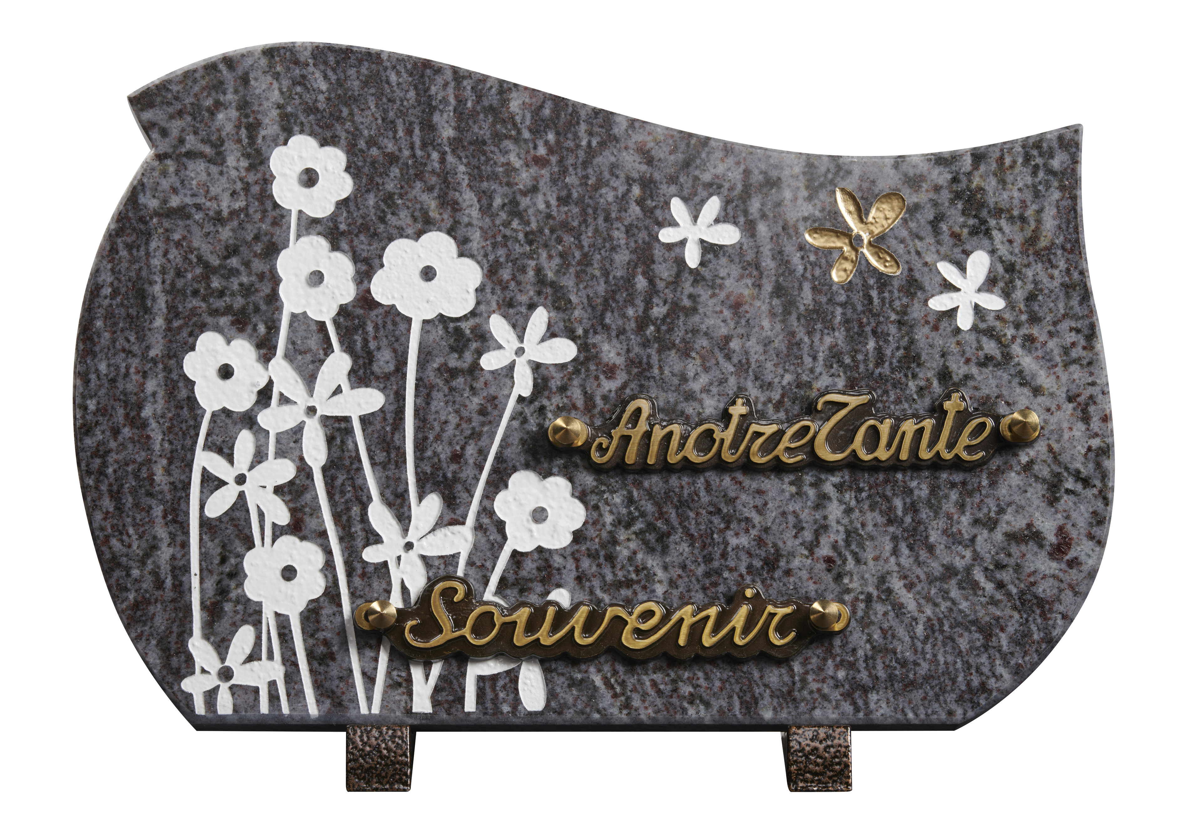 Image de plaque Plaque granit forme 20x30cm - Gravure fleurs
