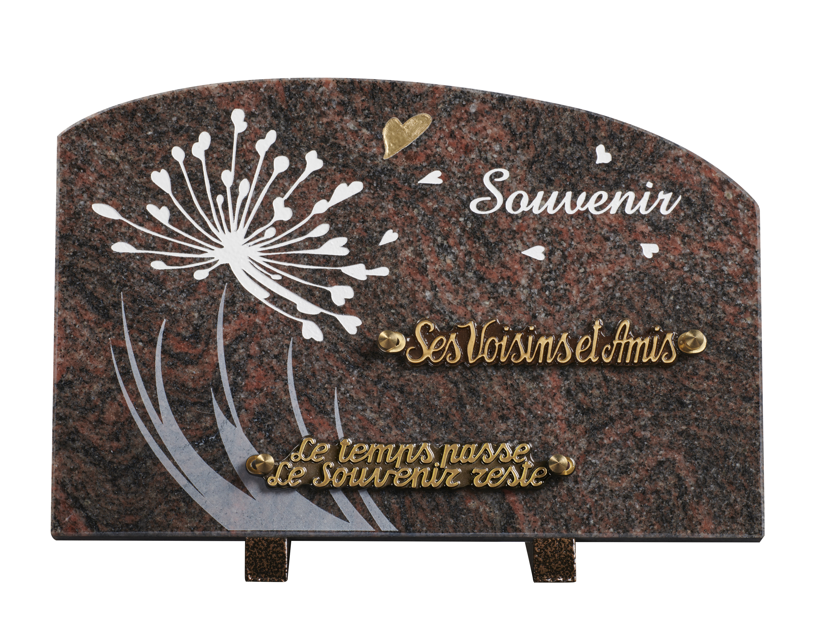 Image de plaque Plaque granit doucine 20x30cm - Gravure dandelion- texte Souvenir