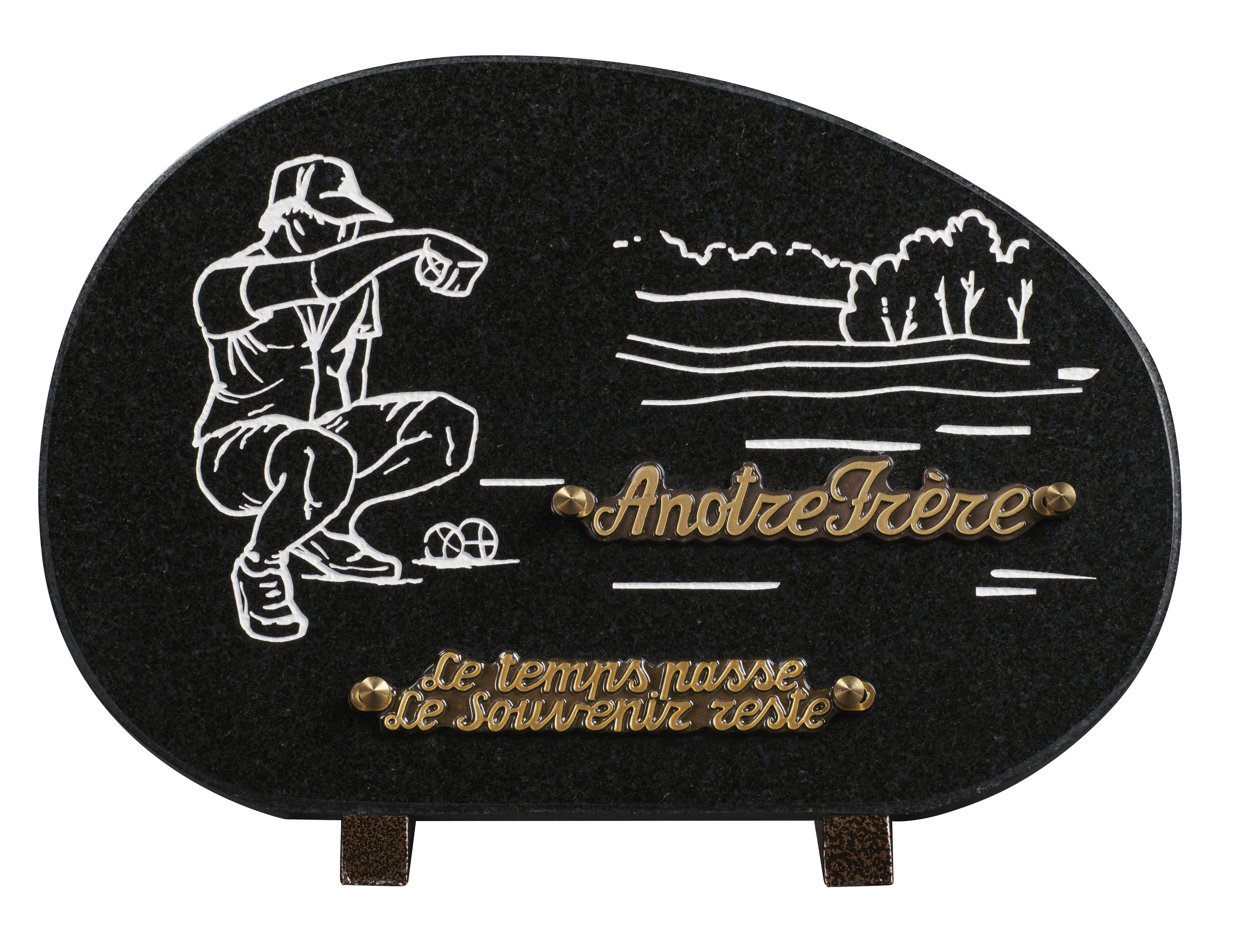 Image de plaque Plaque granit forme galet 20x30cm - Gravure pétanque 