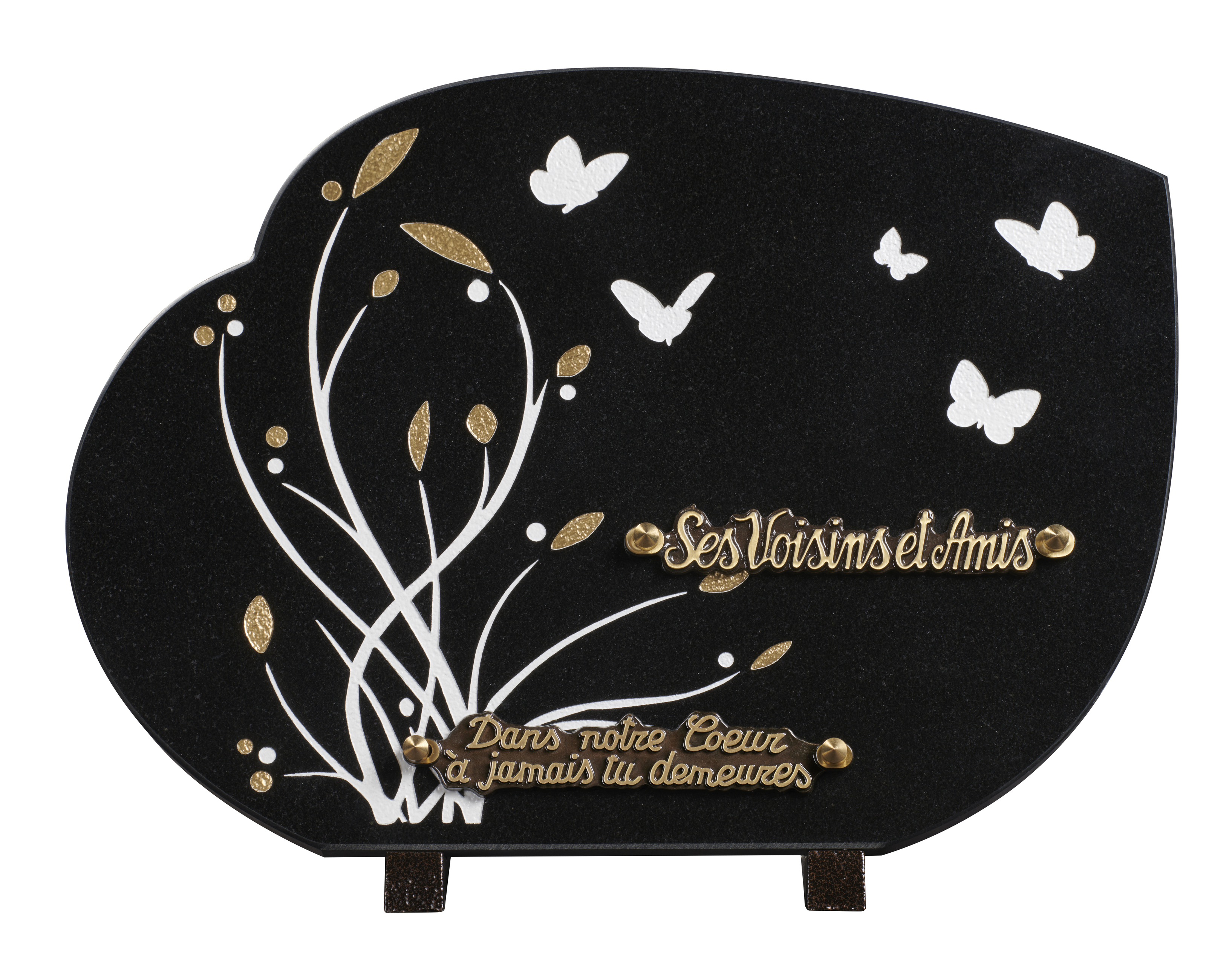Image de plaque Plaque granit forme 25x35cm - Gravure fleur papillons