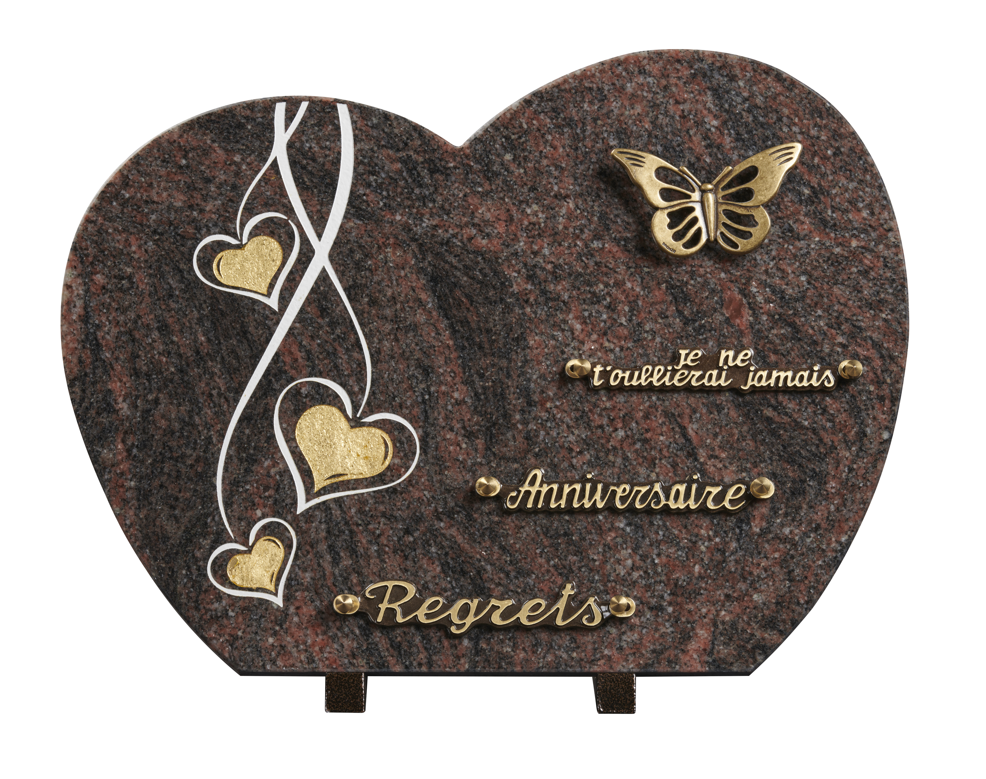Image de plaque Plaque granit forme 30x40cm - Gravure coeurs - bronze Papillon